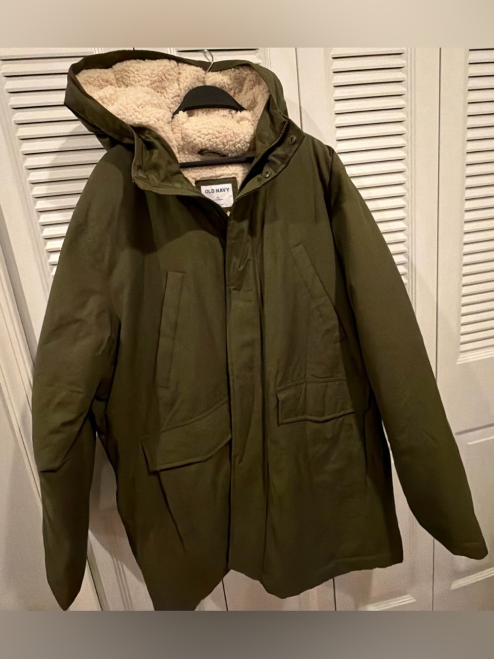 Old Navy Olive Green Sherpa Hooded Parka XL